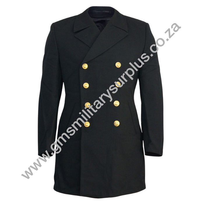 German Black Gabardine Pea Coat With Liner (Like New)