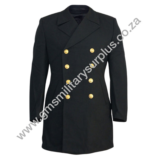 German Black Gabardine Pea Coat With Liner (Like New)